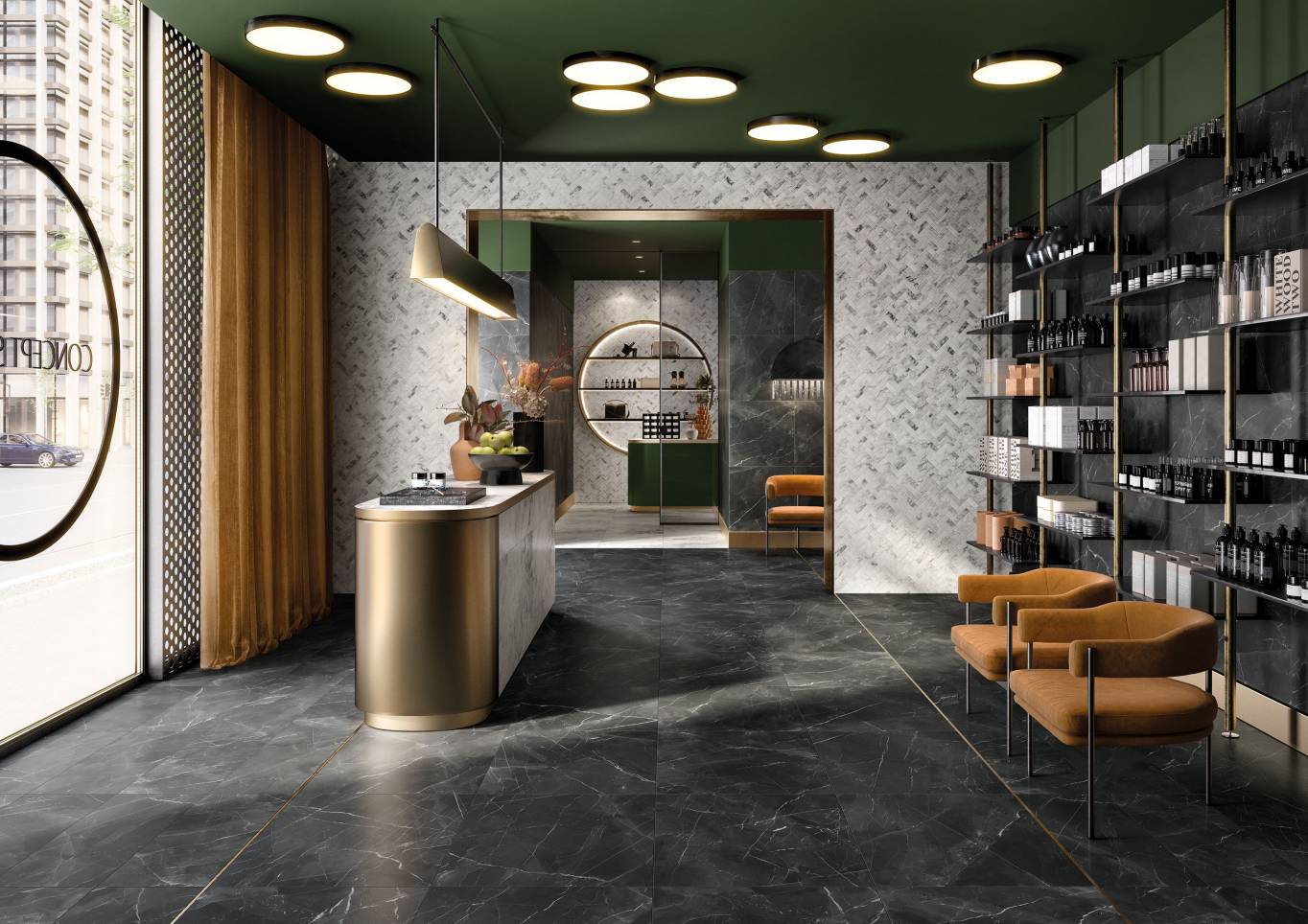 Calacatta Black installed project application.