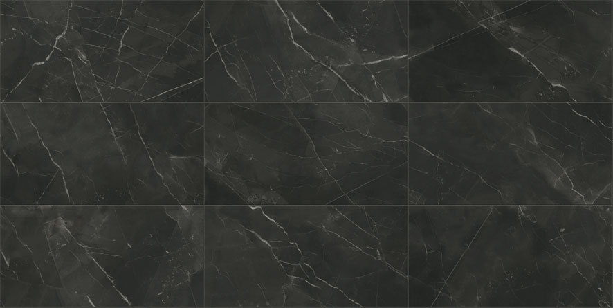 Calacatta Black porcelain surface texture and color detail.