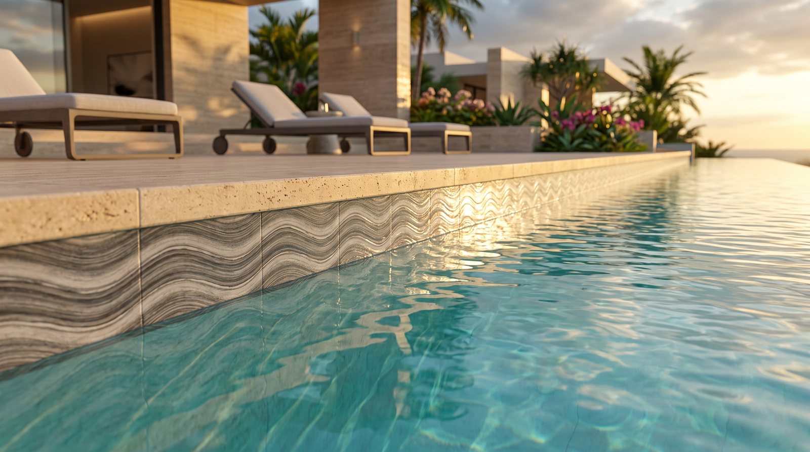 Ocean Wave Charcoal Glossy 6x24 installed project application.